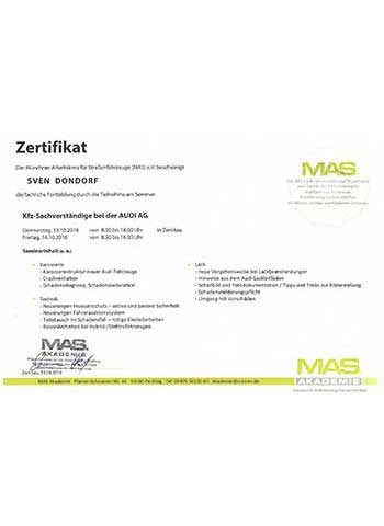 MAS Akademie - Sachverständiger bei der Audi AG Workshop