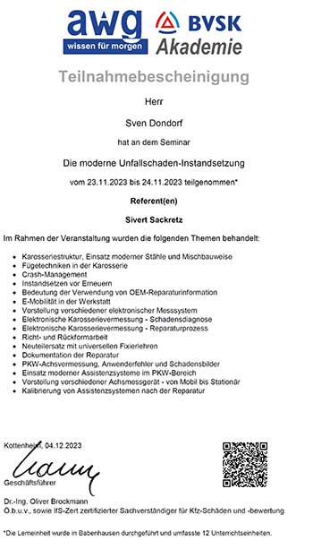 Audatex - Seminar Reparaturkalkulation