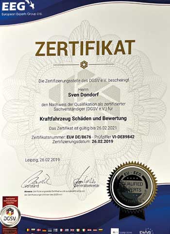 DGSV Zertifizierung Kfz-Sachverständiger