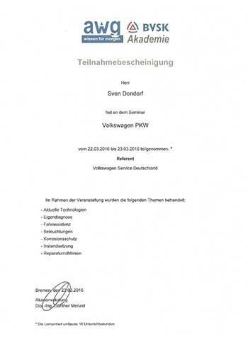 BVSK Akademie - Seminar Volkswagen PKW